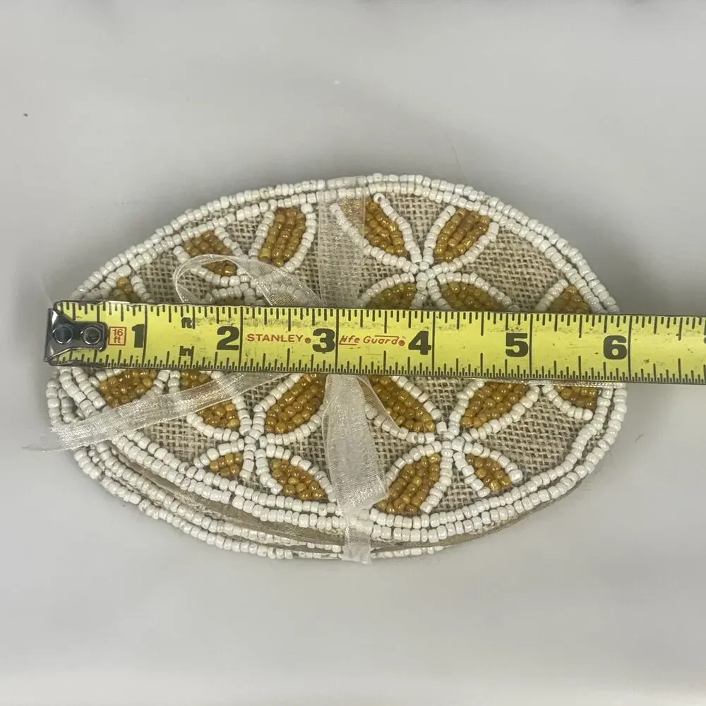 Pier 1 Imports Easter Beaded Egg Yellow White Daisy Coaster Set of 4 NWT